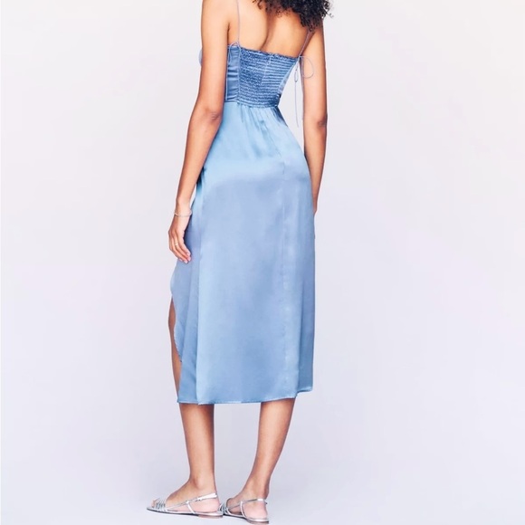 Reformation Elegant Blue silk Dress NEW - Picture 6 of 10